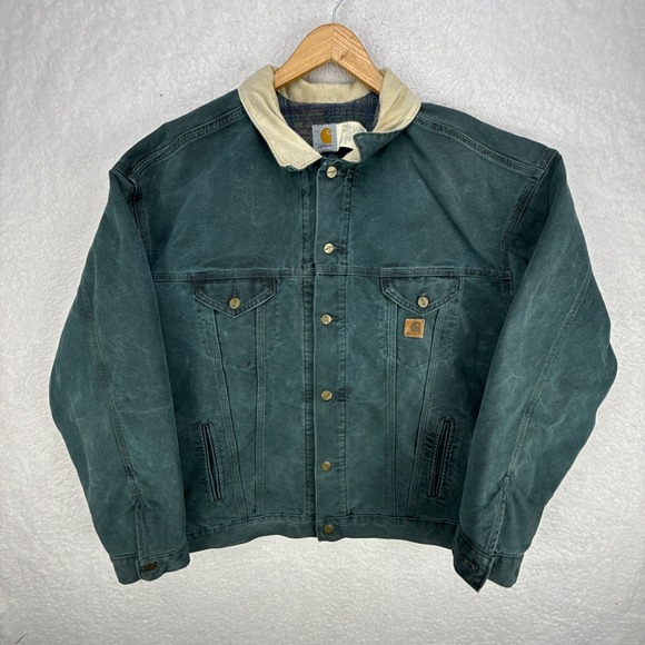 Carhartt Trucker Jacket Blanket Lined Mens 3XL JB0943‎ Hunter Green